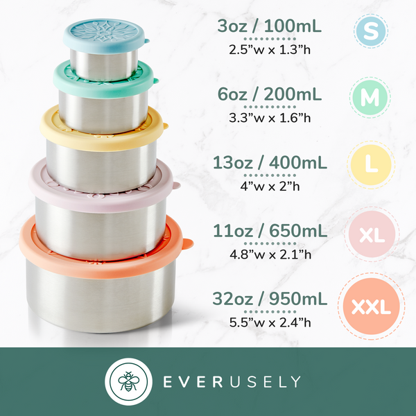 Everusely 3 Piece Nesting Container Set - Muted Rainbow
