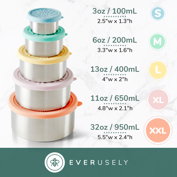 Everusely 3 Piece Nesting Container Set - Bright Rainbow