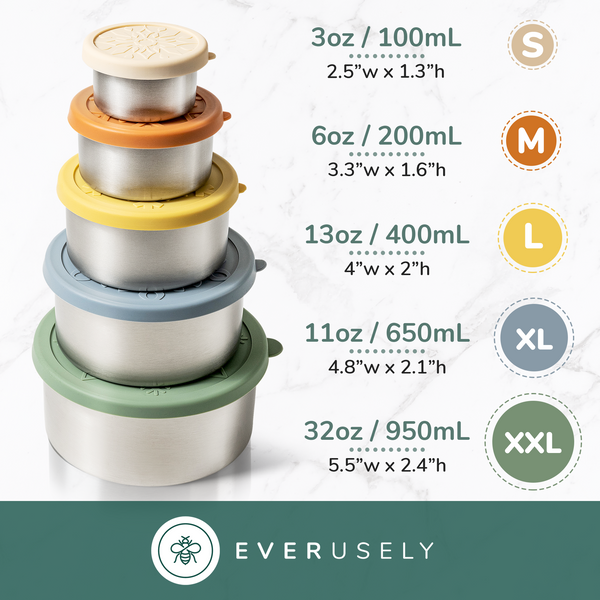 Everusely Small Stainless Steel Food Containers with Lids