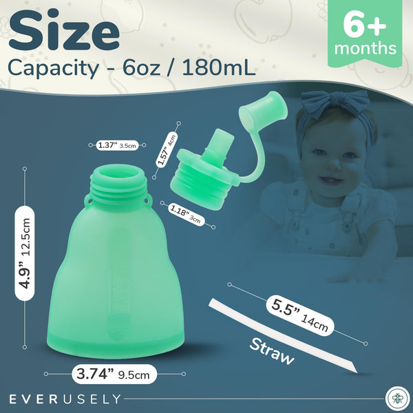 Silicone Reusable Baby Food Pouches - Green