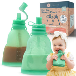 Silicone Reusable Baby Food Pouches - Green